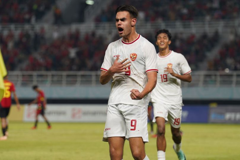 Jens Raven merayakan golnya ke gawang Timnas Timor Leste U-19, Selasa (23/7/2024) (c) Dok. PSSI